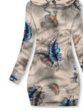 Women's Winter Feather Art Print Casual Sweatshirt