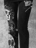 Women's Vintage Gothic Skull Art Printed Casual Pants