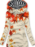 Women's Daily Vintage Maple Leaf Print Casual Hoodie