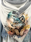 Wolf Casual Print Scarf