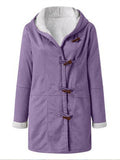 Woman's Autumn And Winter Fashion Horn Button Fleece Warm Jacket Cardigan