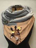 Autumn And Winter Giraffe And Bird Art Print Plush Shawl Scarf