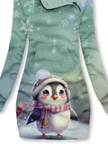 Winter Snowflake Penguin Art Casual Print Sweatshirt