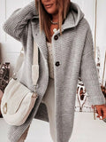 Ladies Hooded Knitted Commuter Loose Cardigan