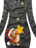 Cat Star Art Print Casual Sweatshirt