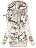 Women's Art Owl Print Casual Track Jacket