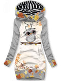 Women's Maple Owl Art Print Sweatjacke