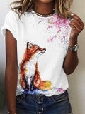 Fox Watercolor Art Design T-shirt