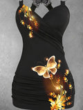 Women's Floral Butterfly Lace Design Printed Casual Tank Top