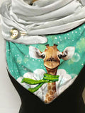 Giraffe Print Casual Fleece Scarf and Shawl