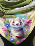 Ferret Flowers Casual Print Scarf