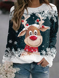 Women's Multicolor Christmas Reindeer Bleached Sweatshirt