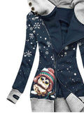 Women's Winter Snowflake Owl Casual Sweatjacken