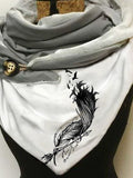 Women's Feather Pattern Scarf and Shawl