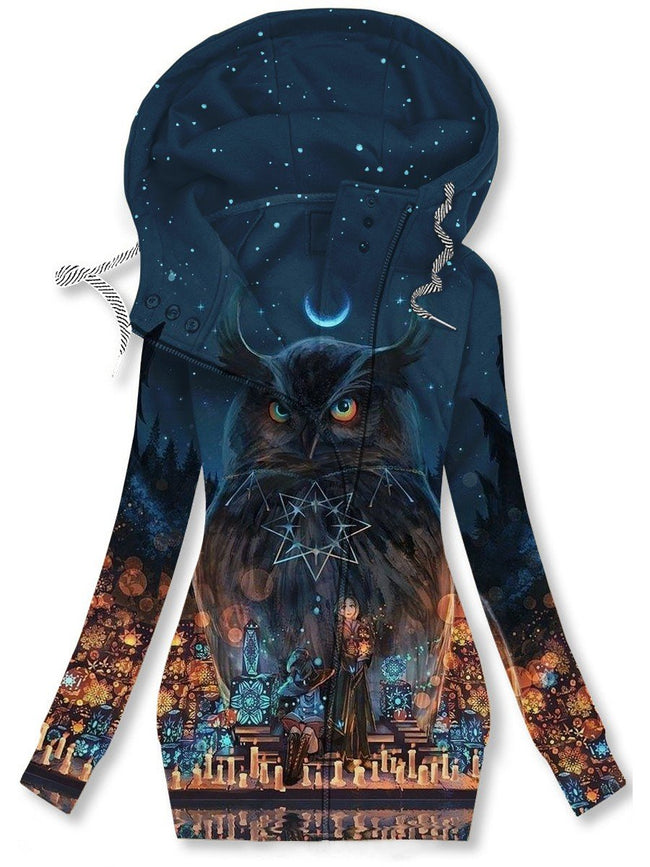 Women's Owl Art Casual Sweatjacke