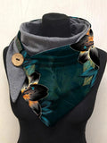 Gold Foil Art Floral Fleece Print Casual Scarf