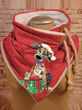 Women's Christmas Dog Print Casual Scarf