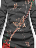 Women's Christmas Floral Butterfly Art Casual Sweatshirt