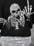 Women's Vintage Punk Skull Printed Two Piece Top