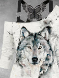 Women's Wolf Art Design Two Piece Suit Top