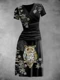 Women's Summer Vintage Owl Print Long Dress