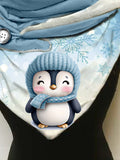 Penguin-print slouchy fleece scarf and shawl