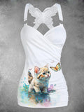 Women's Vintage cat Print Art Tank Top