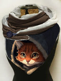 Cat-print slouchy fleece scarf and shawl