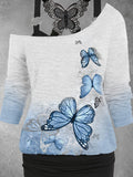 Women's Butterfly Art Desig Two Piece Suit Top