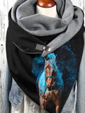 Horse-print casual fleece scarf and shawl