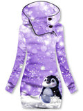 Winter Snowflake Penguin Print Sweatshirt Dress