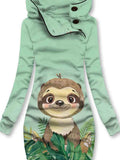 Winter Flower Sloth Casual Print Sweatshirt