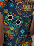 Women's Vintage Cute Owl Print T-shirt