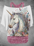 Women's Unicorn Art Design Two Piece Suit Top