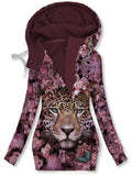 Women's Art Flower Tiger Casual Sweatjacken