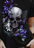 Women's Retro Punk Skull Print Casual T-Shirt