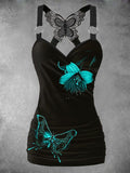 Women's Vintage Butterfly Art Print Art Tank Top