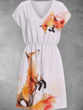 Women's Fox V Neck Tunic T-Shirt Dress