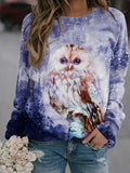 Women's Owl Art Print Sweatshirt