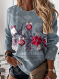 Women's Christmas Flower Print Casual Sweatshirt