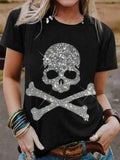 Women's Punk Skull Print T-shirt