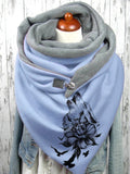 Plush Wolf Floral Bird Art Print Casual Scarf