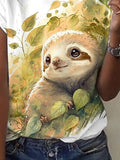 Women's Summer Sloth Print Short Sleeve T-Shirt