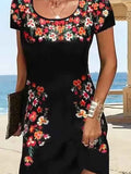 Summer Floral Print Women's Knee-Length Dress