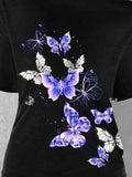 Women's Butterfly Slanted Shoulder Short Sleeve