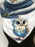 Owl-print slouchy fleece scarf and shawl