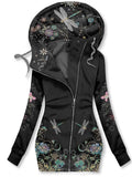 Women's Floral Dragonfly Print Sweatjacke