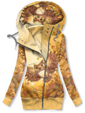 Women's Art Owl Print Casual Track Jacket