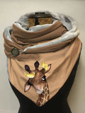 Autumn And Winter Giraffe And Bird Art Print Plush Shawl Scarf