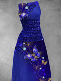 Women's Retro Butterfly Casual Maxi Dress